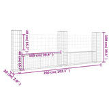 U-förmiger Gabionenkorb mit 3 Eisenpfosten 260x20x100 cm