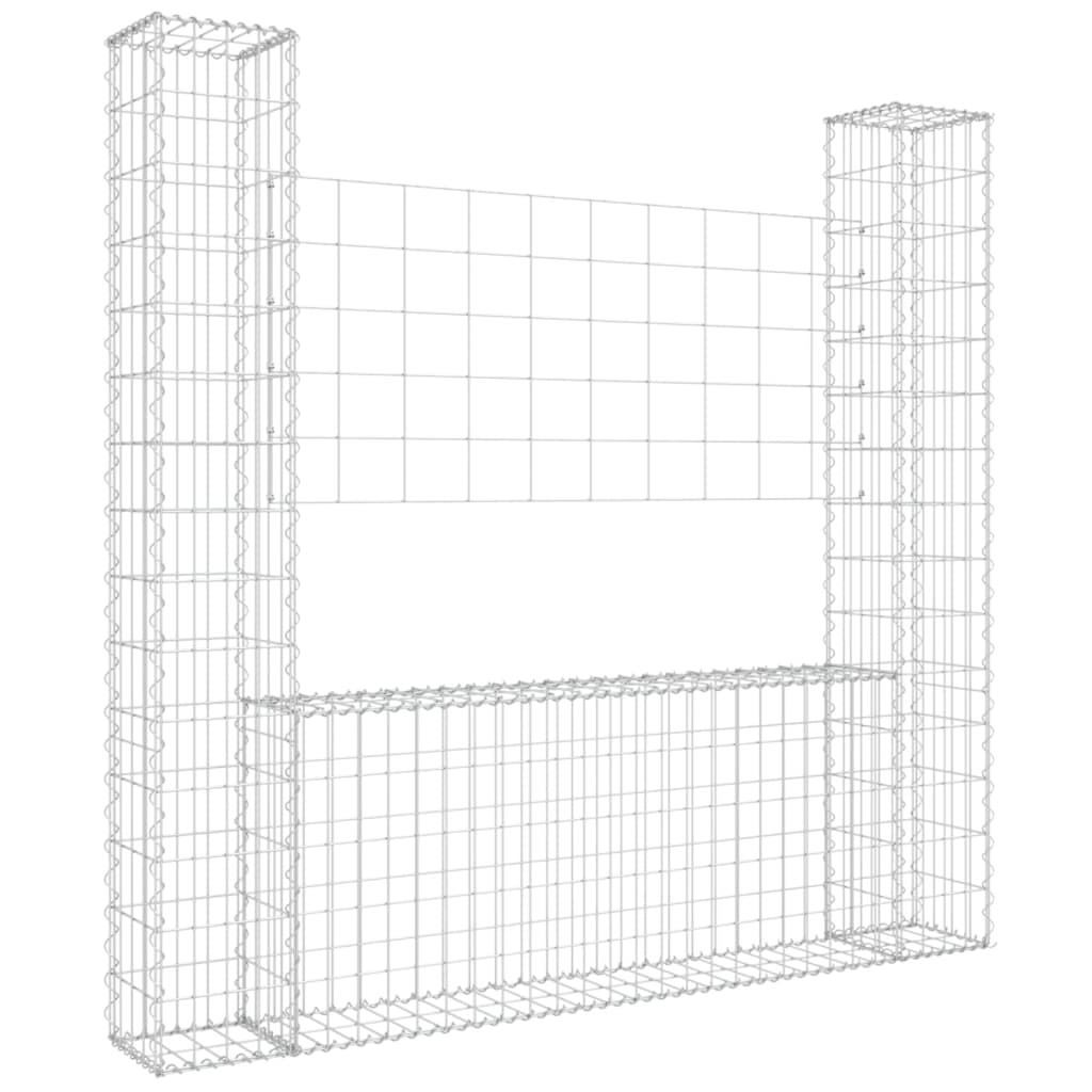 U-shaped gabion basket with 2 posts Iron 140x20x150 cm