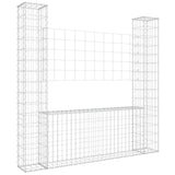 U-shaped gabion basket with 2 posts Iron 140x20x150 cm