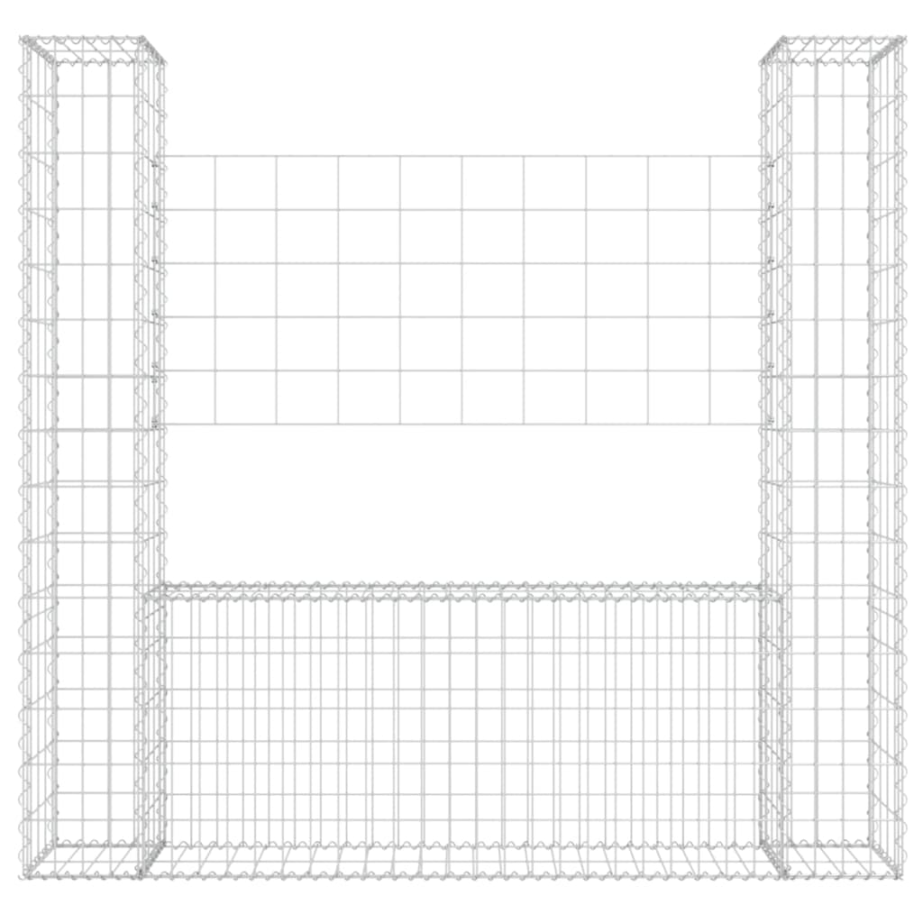 U-shaped gabion basket with 2 posts Iron 140x20x150 cm