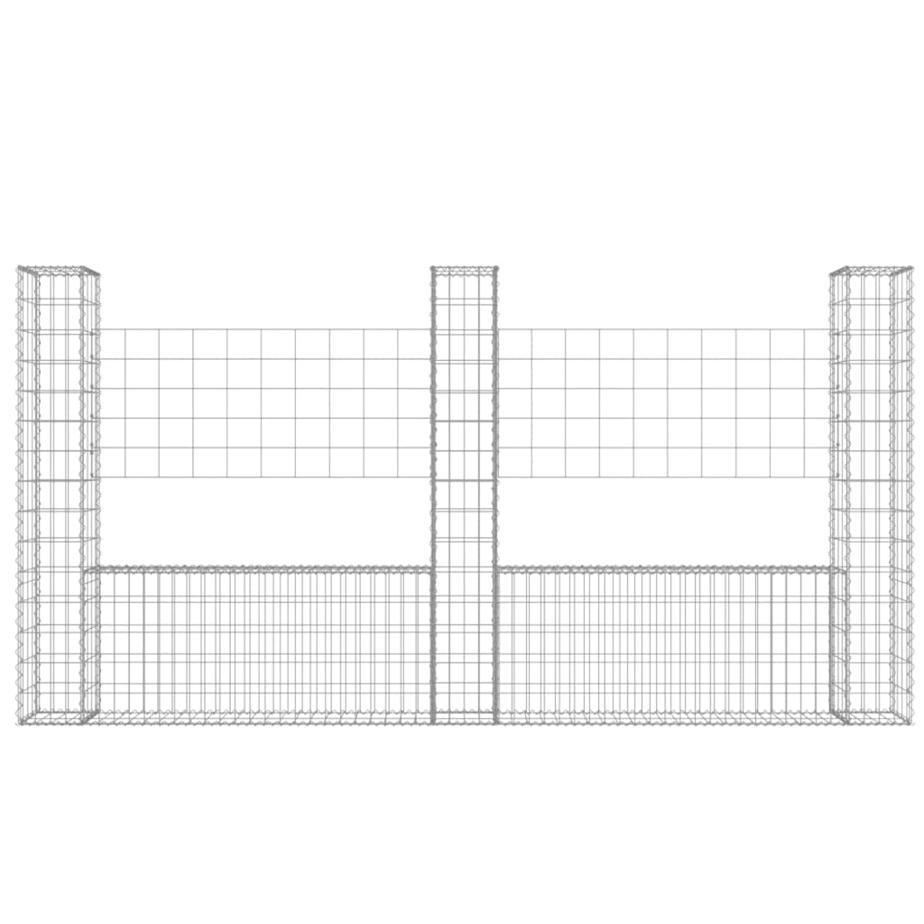 Panier de gabion en forme de U avec 3 poteaux Fer 260x20x150 cm