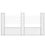 Panier de gabion en forme de U avec 3 poteaux Fer 260x20x150 cm