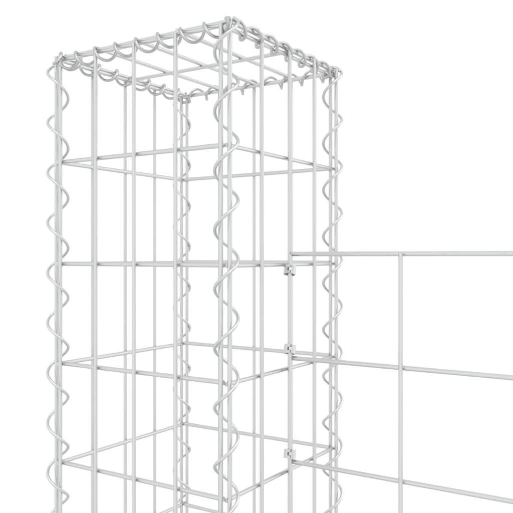 Panier de gabion en forme de U avec 3 poteaux Fer 260x20x150 cm