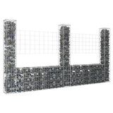 Panier de gabion en forme de U avec 3 poteaux Fer 260x20x150 cm