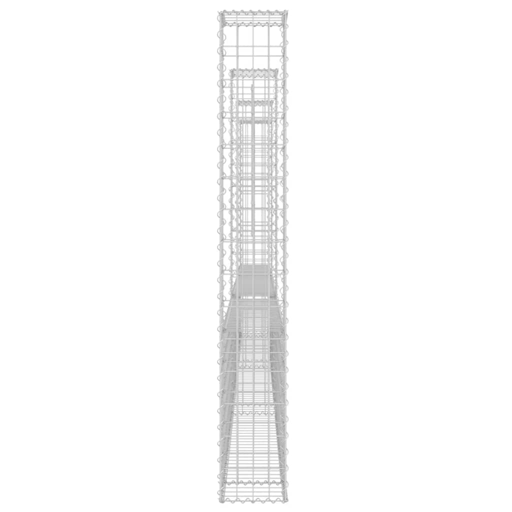 U-förmiger Gabionenkorb mit 4 Eisenpfosten 380x20x150 cm