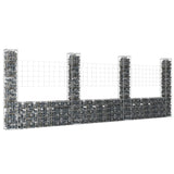 Panier de gabion en forme de U avec 4 poteaux Fer 380x20x150 cm