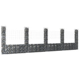 U-shaped gabion basket with 5 posts Iron 500x20x150 cm