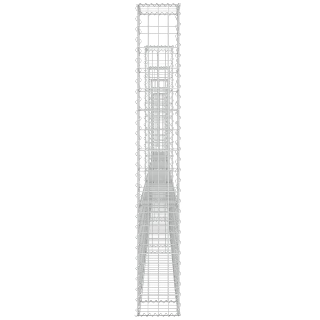 U-förmiger Gabionenkorb mit 6 Eisenpfosten 620x20x150 cm