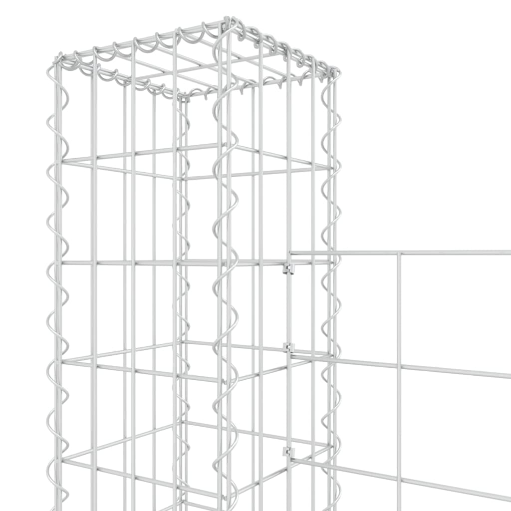 Panier de gabion en forme de U avec 7 poteaux Fer 740x20x150 cm