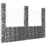 Panier de gabion en forme de U avec 3 poteaux Fer 260x20x200 cm