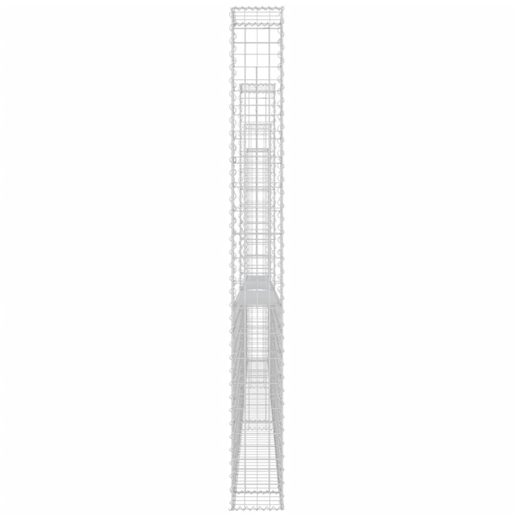 U-förmiger Gabionenkorb mit 4 Eisenpfosten 380x20x200 cm