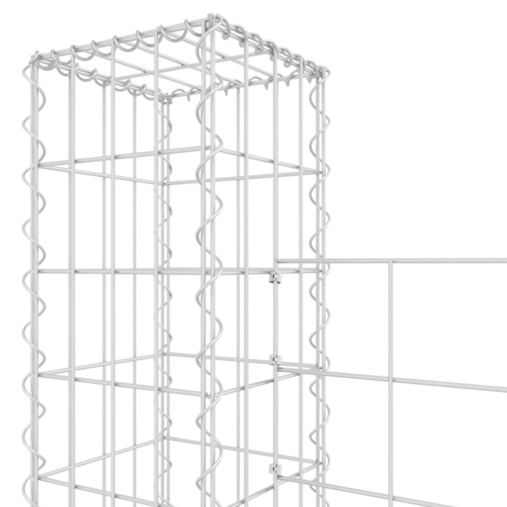 U-förmiger Gabionenkorb mit 4 Eisenpfosten 380x20x200 cm