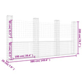 U-förmiger Gabionenkorb mit 4 Eisenpfosten 380x20x200 cm