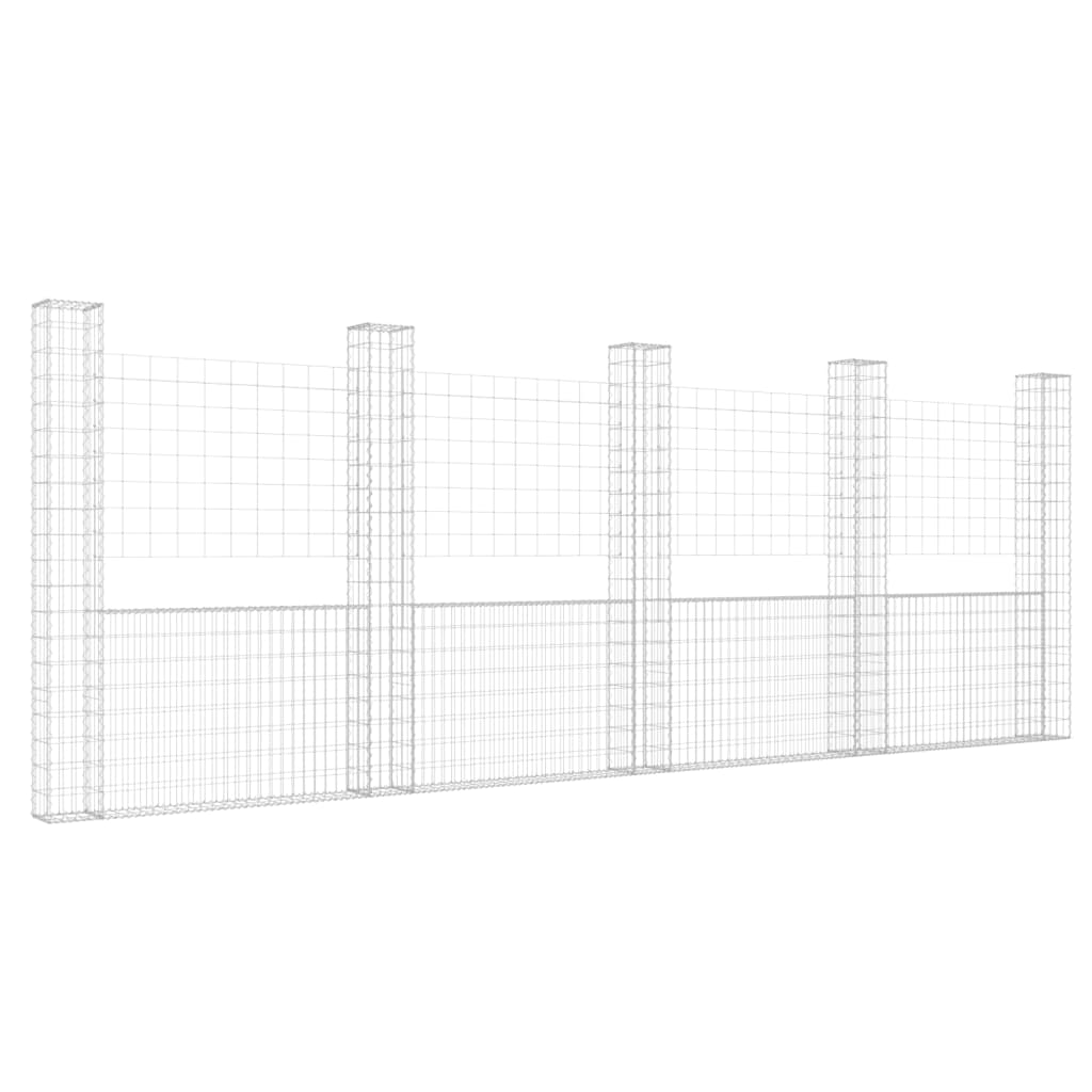 Panier de gabion en forme de U avec 5 poteaux Fer 500x20x200 cm