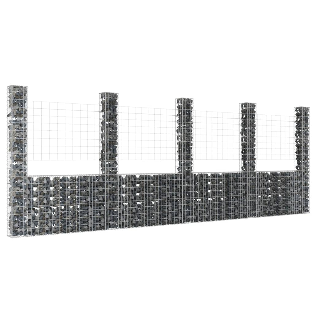 Panier de gabion en forme de U avec 5 poteaux Fer 500x20x200 cm