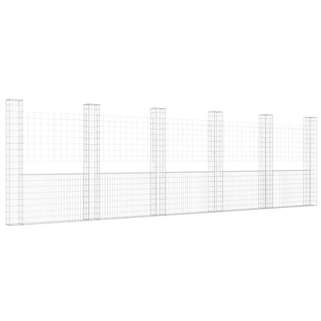 Panier de gabion en forme de U avec 6 poteaux Fer 620x20x200 cm