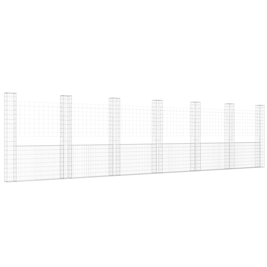 Panier de gabion en forme de U avec 7 poteaux Fer 740x20x200 cm