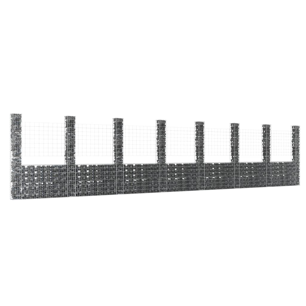 U-shaped gabion basket with 8 posts Iron 860x20x200 cm