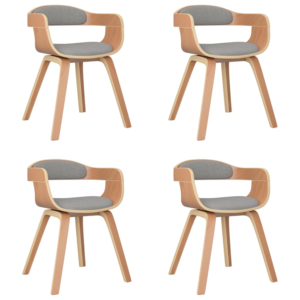 Chaises à manger lot de 4 taupe bois courbé et tissu