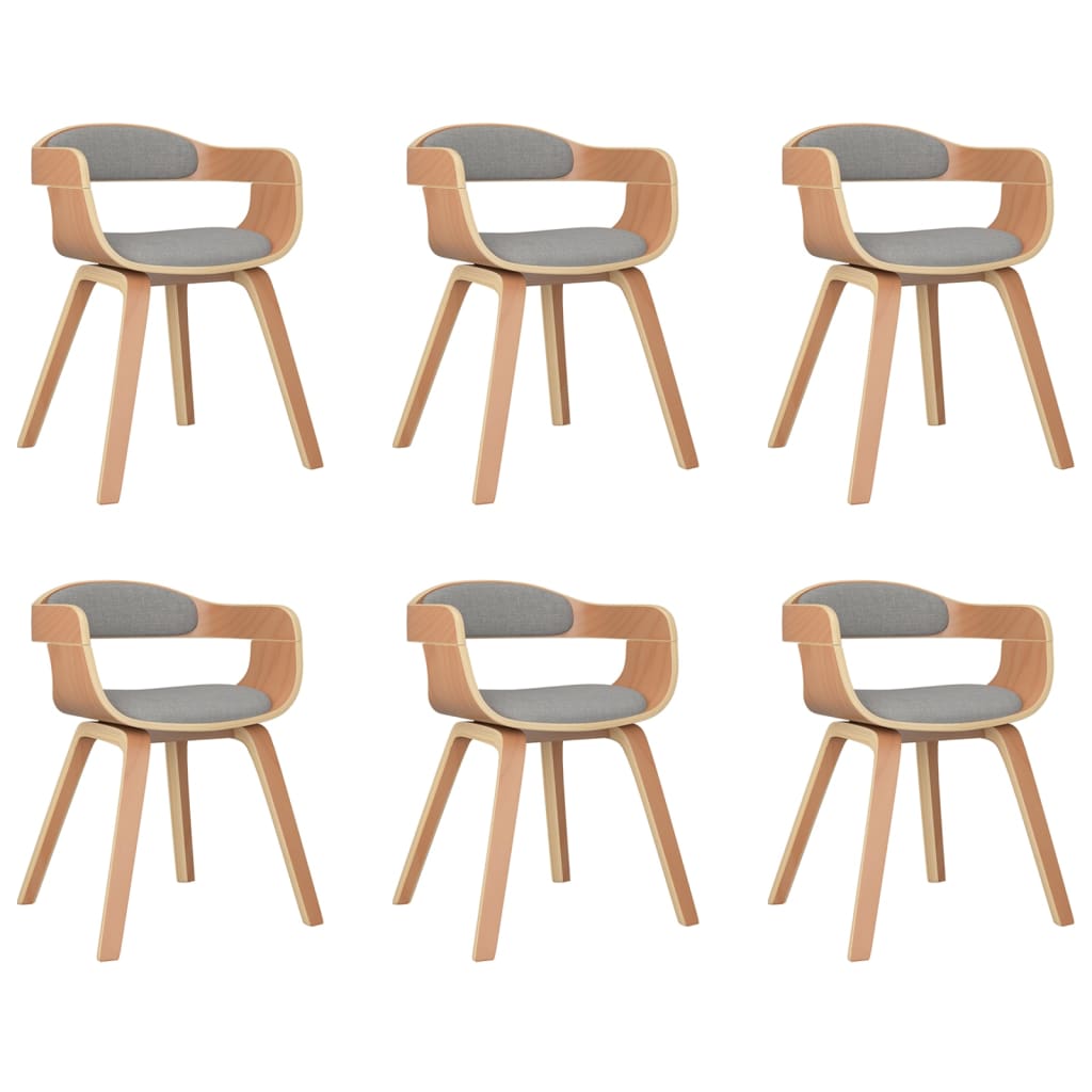 Chaises à manger lot de 6 taupe bois courbé et tissu