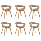 Chaises à manger lot de 6 taupe bois courbé et tissu