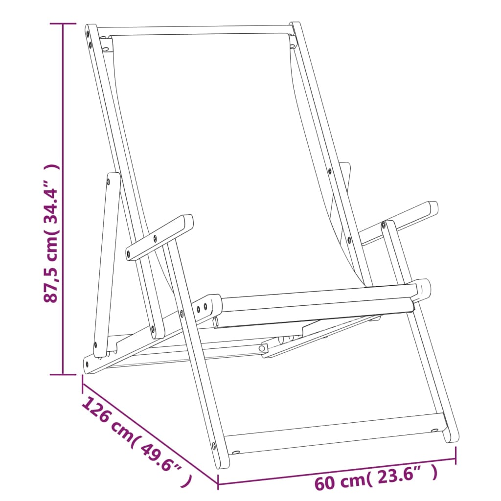 Chaise de plage pliable Bois de teck solide Gris