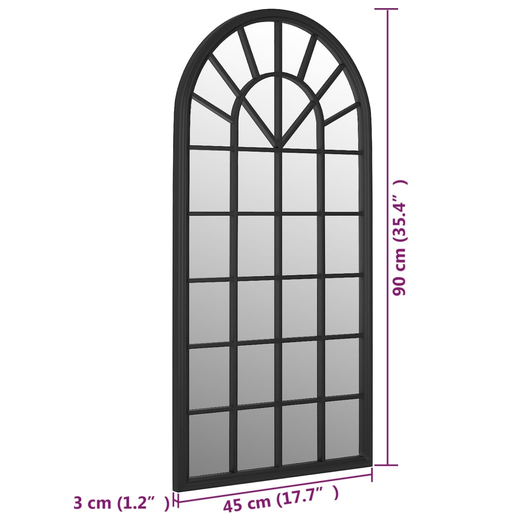 Gartenspiegel Schwarz 90x45 cm Eisen für den Außenbereich