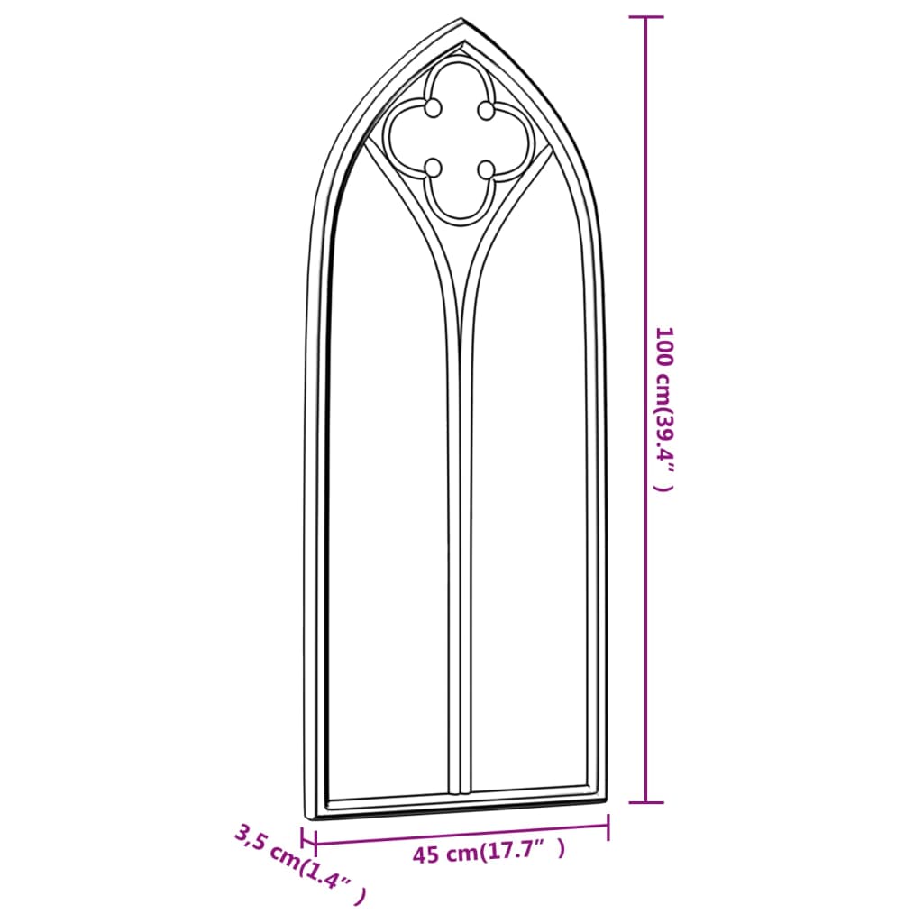 Miroir de jardin Noir 100x45 cm Fer pour utilisation extérieure