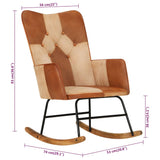 Rocking chair Brown Genuine leather and canvas