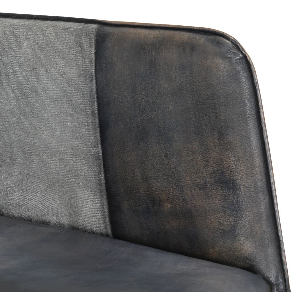 Chaise à bascule Gris Cuir véritable et toile