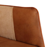 Chaise à bascule et repose-pieds Marron Cuir véritable et toile