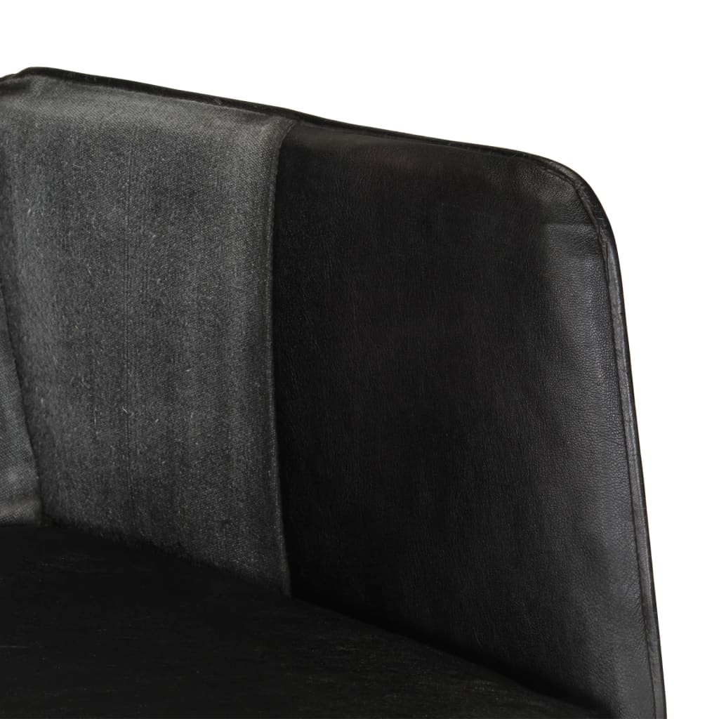 Chaise à bascule et repose-pieds Marron Noir véritable et toile