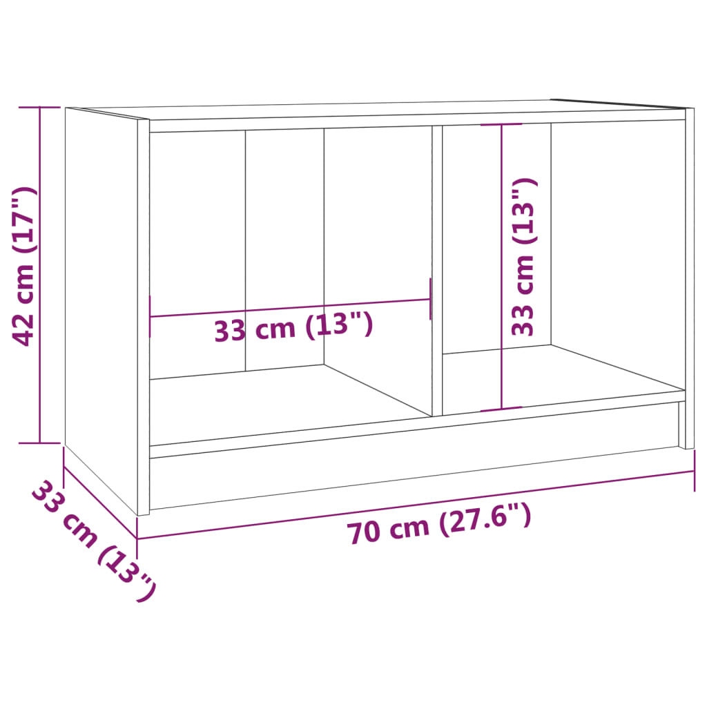 TV cabinet 70x33x42 cm solid pine wood