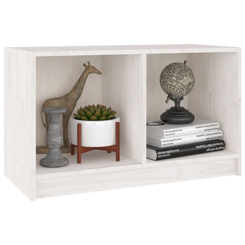 Meuble TV Blanc 70x33x42 cm Bois de pin massif