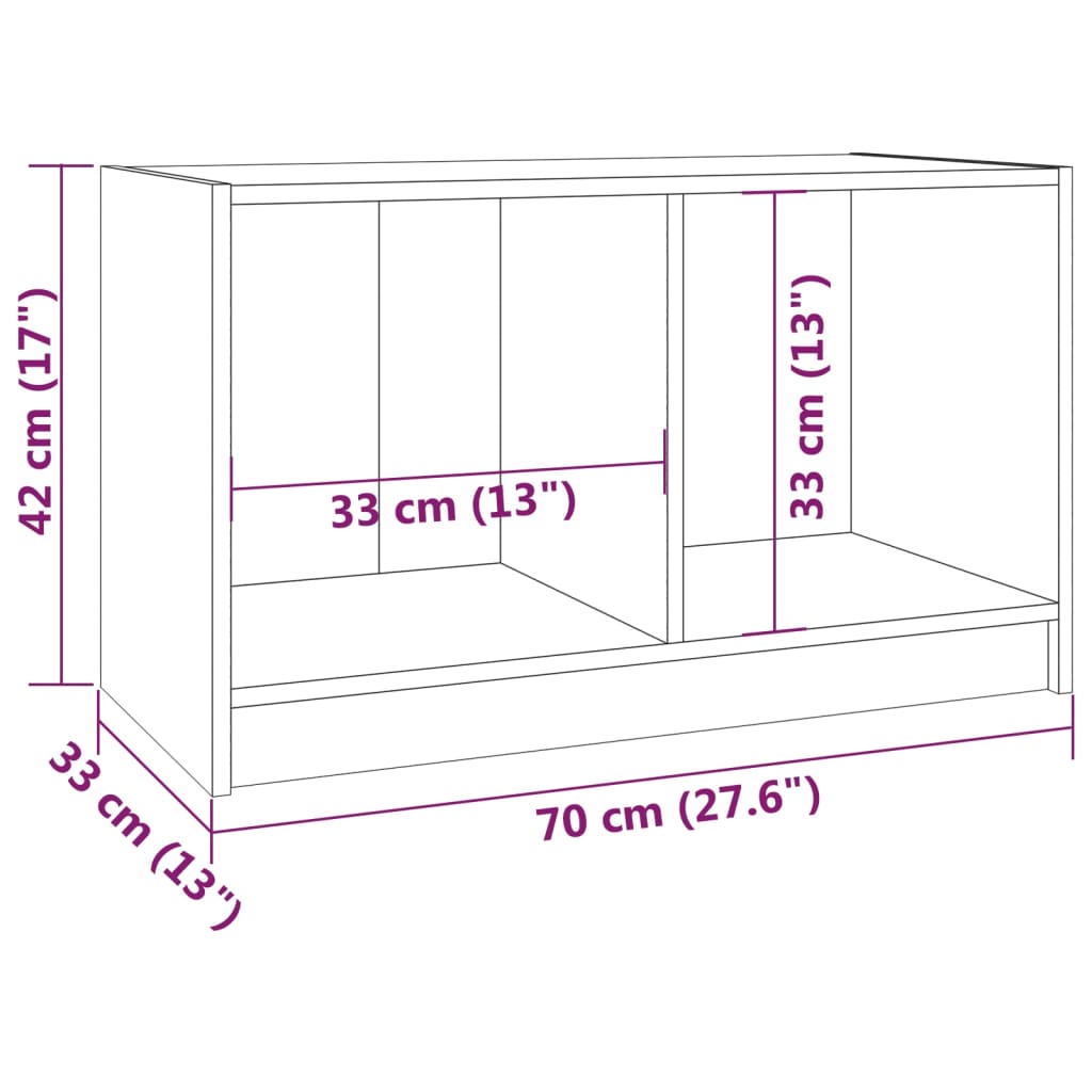 Meuble TV Blanc 70x33x42 cm Bois de pin massif