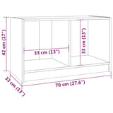 Meuble TV Blanc 70x33x42 cm Bois de pin massif