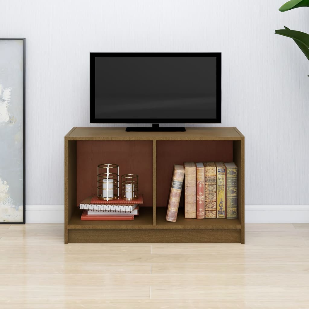 Meuble TV Marron miel 70x33x42 cm Bois de pin massif