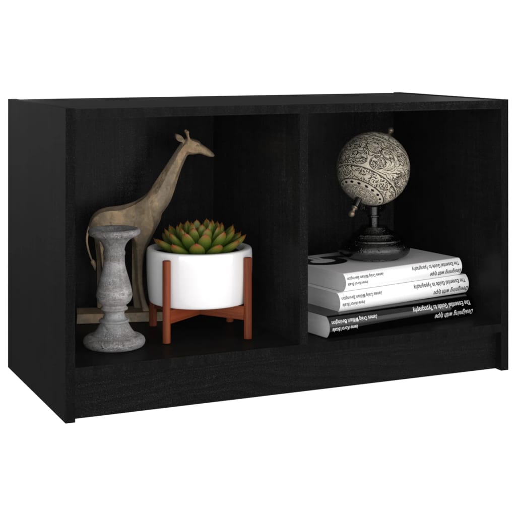 Meuble TV Noir 70x33x42 cm Bois de pin massif