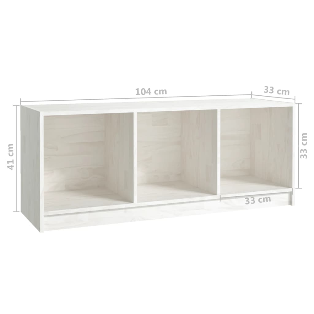 Meuble TV Blanc 104x33x41 cm Bois de pin massif