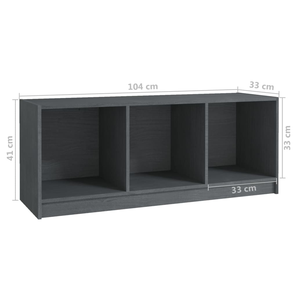 Meuble TV Gris 104x33x41 cm Bois de pin massif