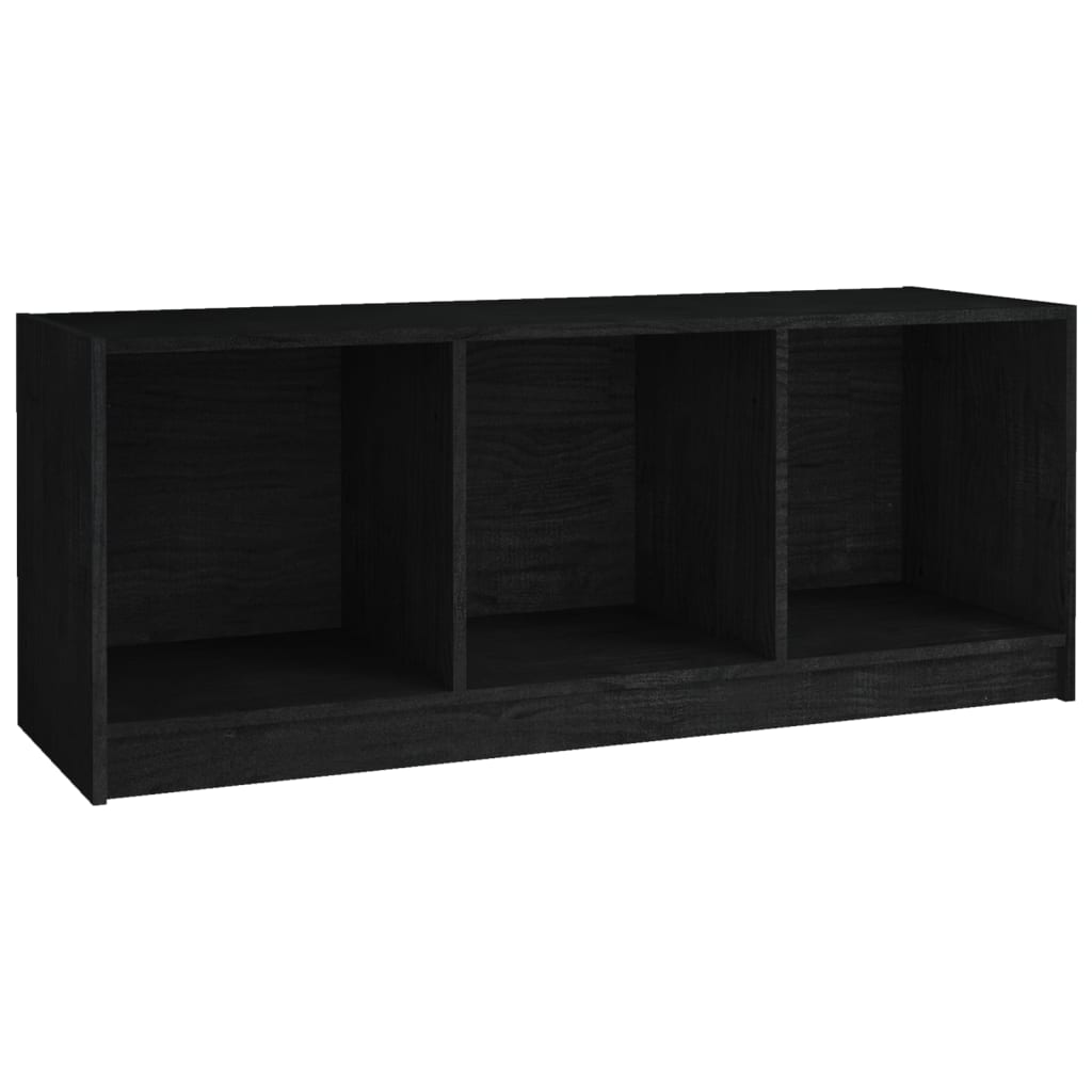 Meuble TV Noir 104x33x41 cm Bois de pin massif