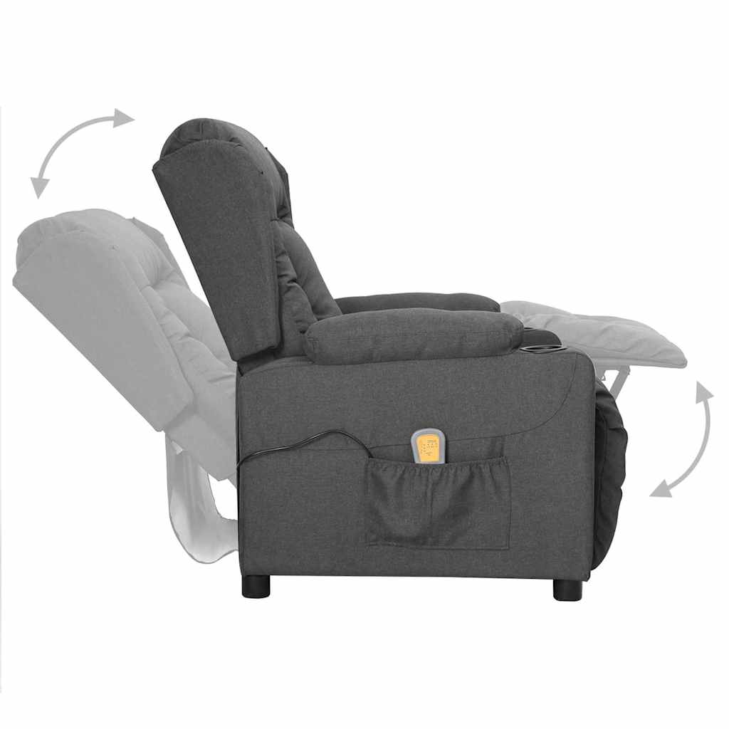 Fauteuil de massage inclinable Gris foncé Tissu