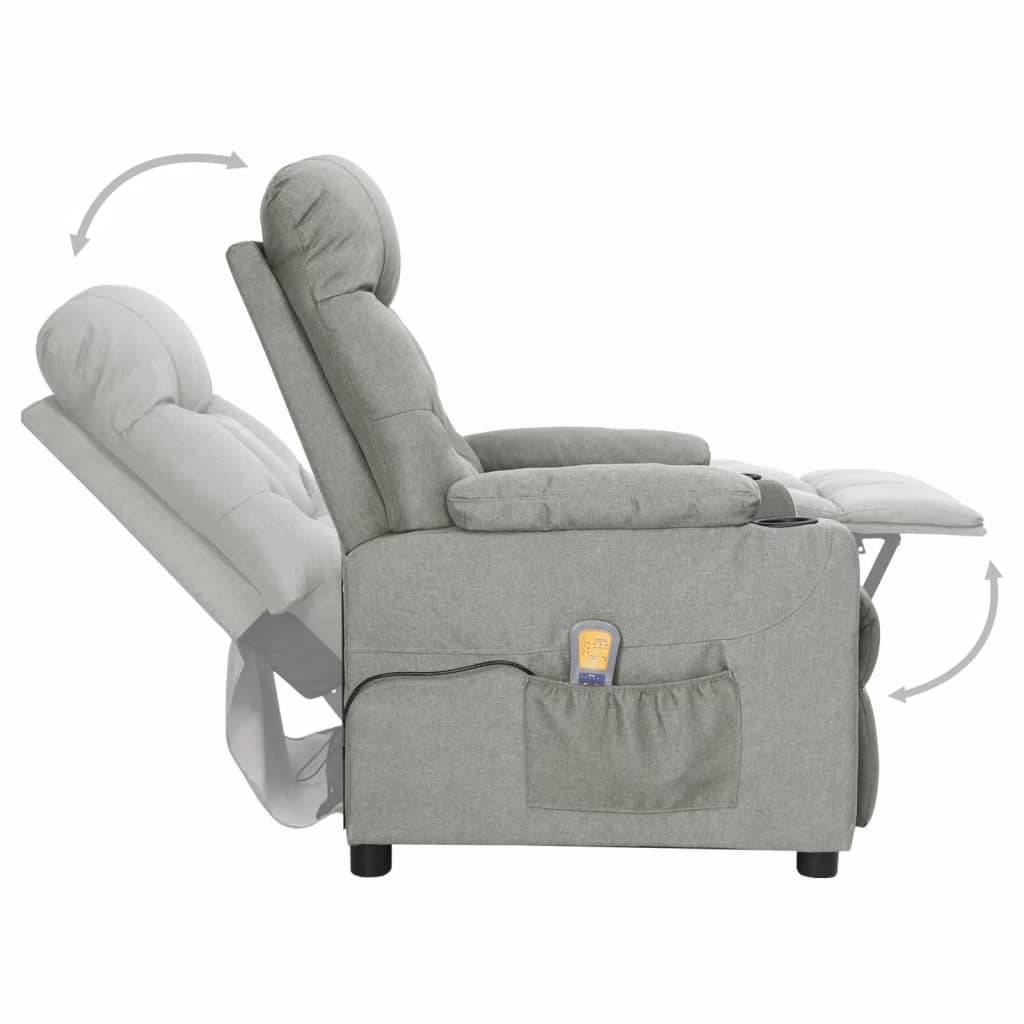 Fauteuil de massage inclinable Gris clair Tissu