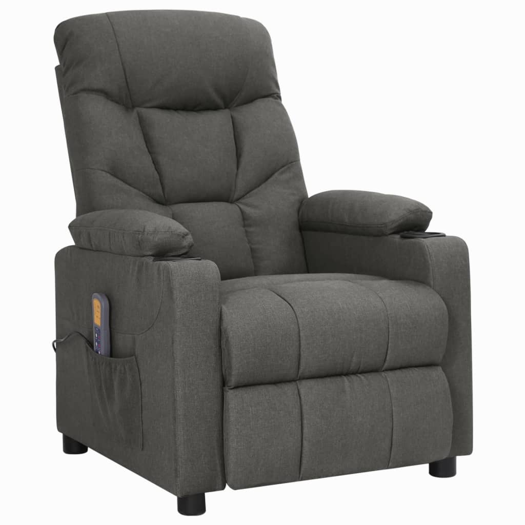 Fauteuil de massage inclinable Gris foncé Tissu