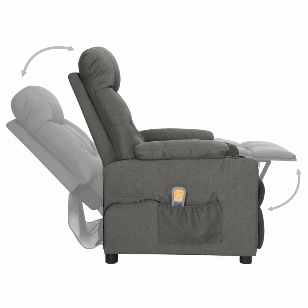 Fauteuil de massage inclinable Gris foncé Tissu