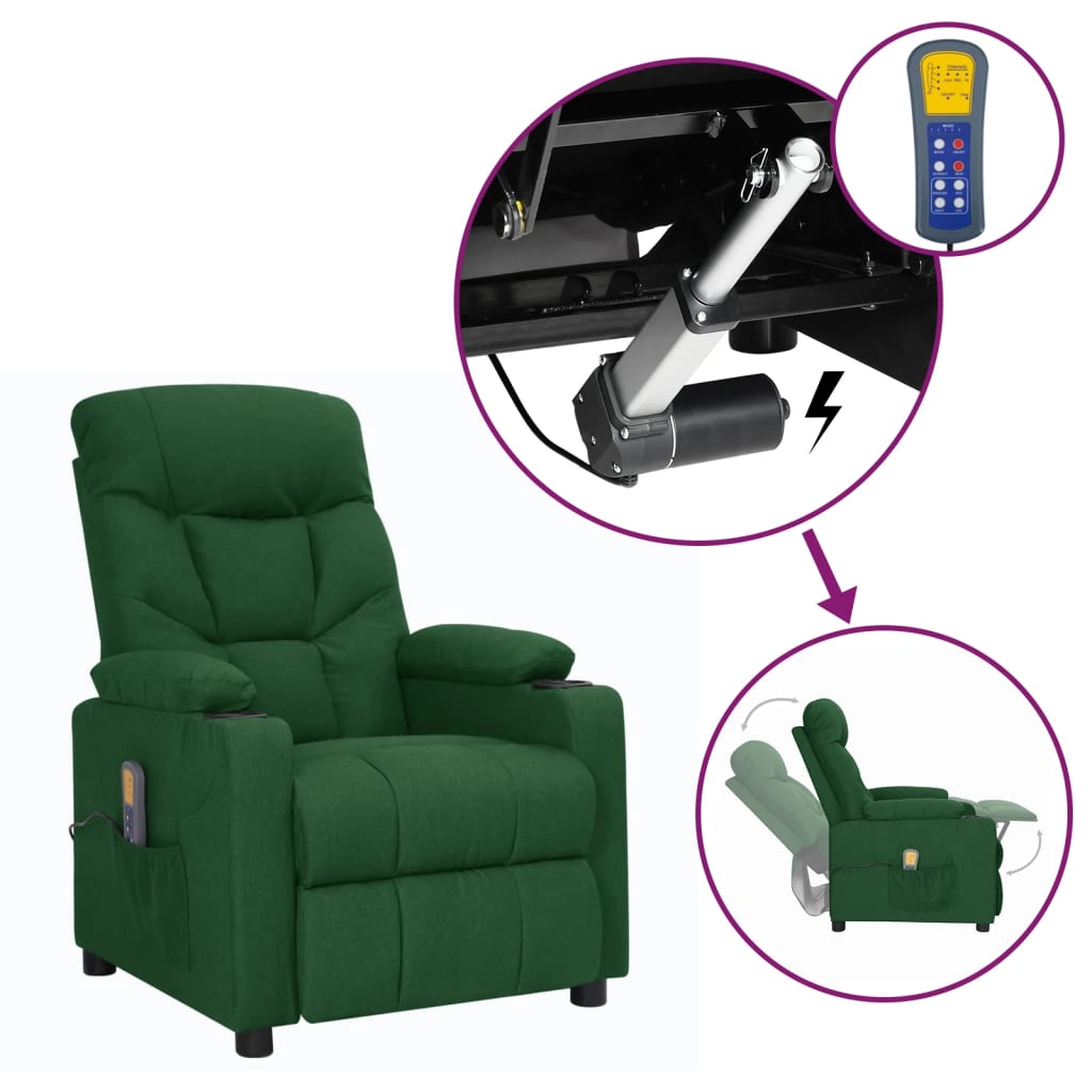 Fauteuil de massage Vert foncé Tissu