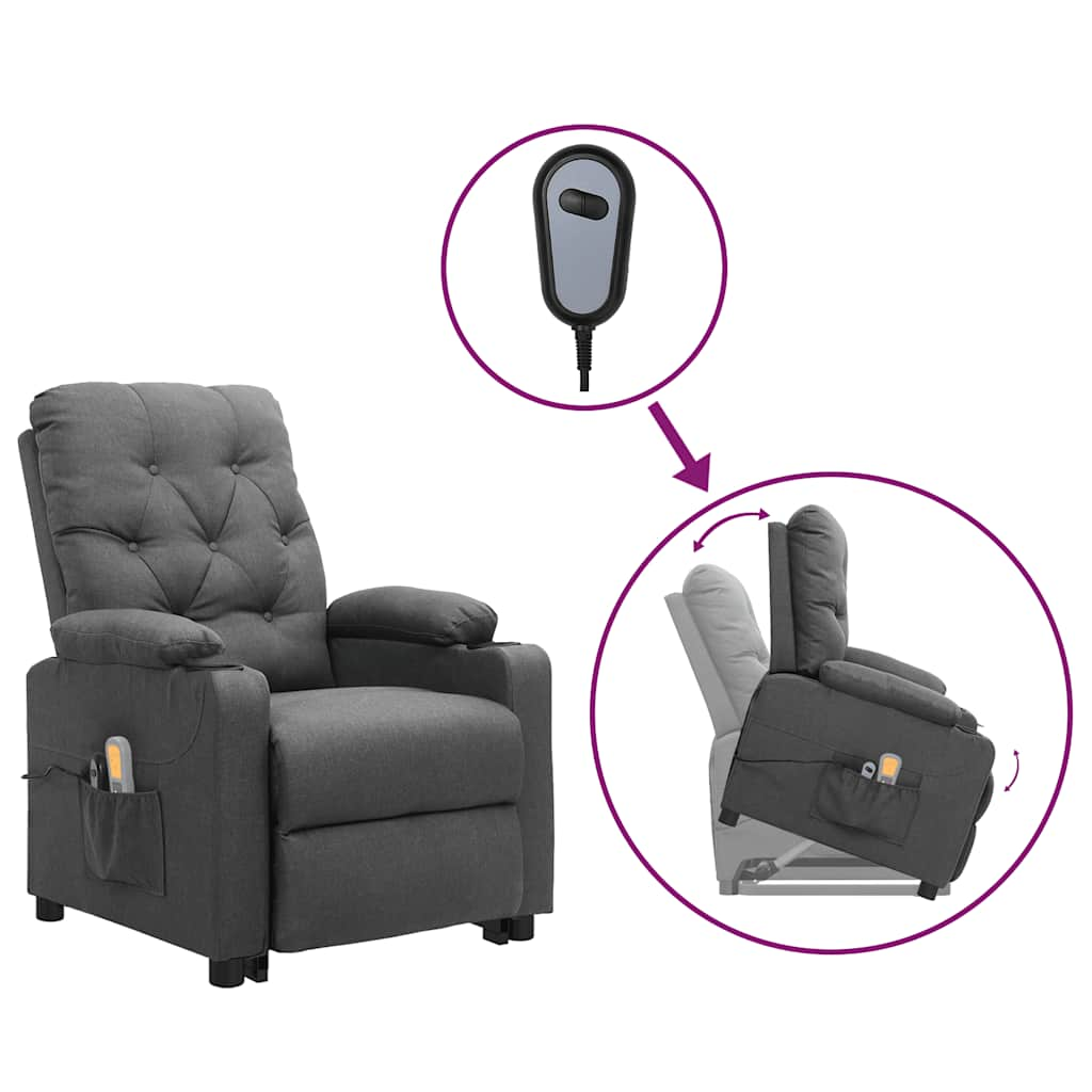 Fauteuil de massage inclinable Gris clair Tissu