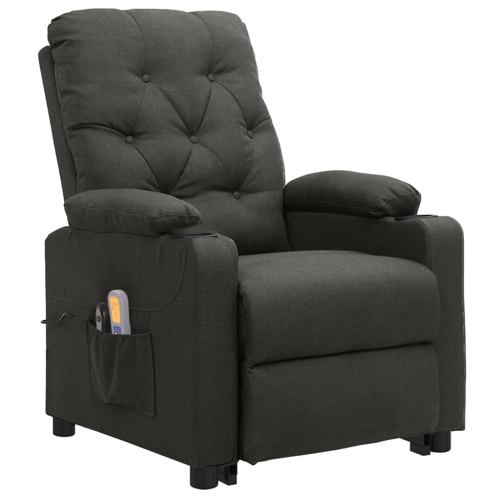 Fauteuil de massage inclinable Gris foncé Tissu