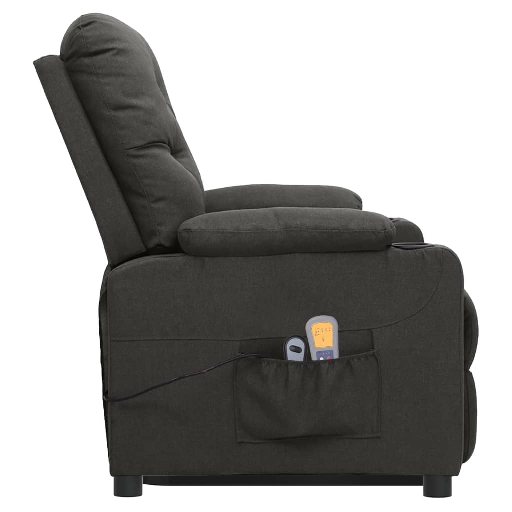 Fauteuil de massage inclinable Gris foncé Tissu