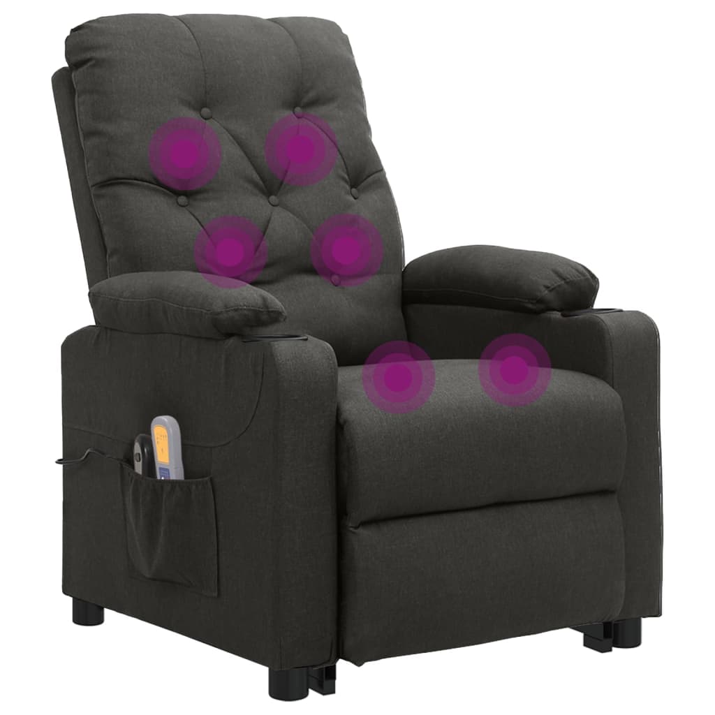 Fauteuil de massage inclinable Gris foncé Tissu